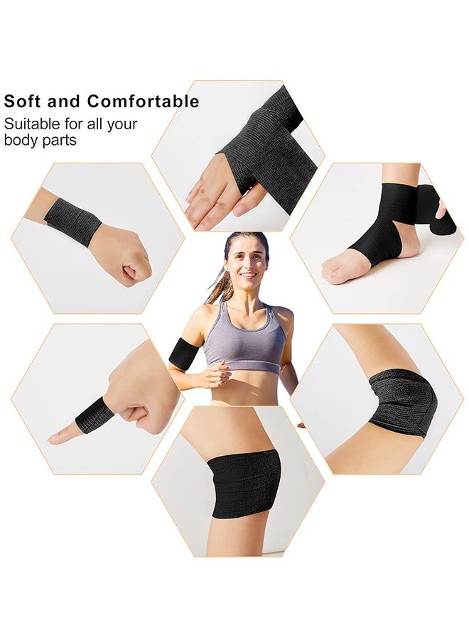Generic 12Pcs Self Adhesive Bandage, Medical Cohesive Bandage, Self Adherent Vet Wrap, Sweat, Water Resistant, Athletic Tape for Sports, First Aid, Knee, Ankle and Wrist Sprains (2 inch x 5 Yards, Black)  - Image 4