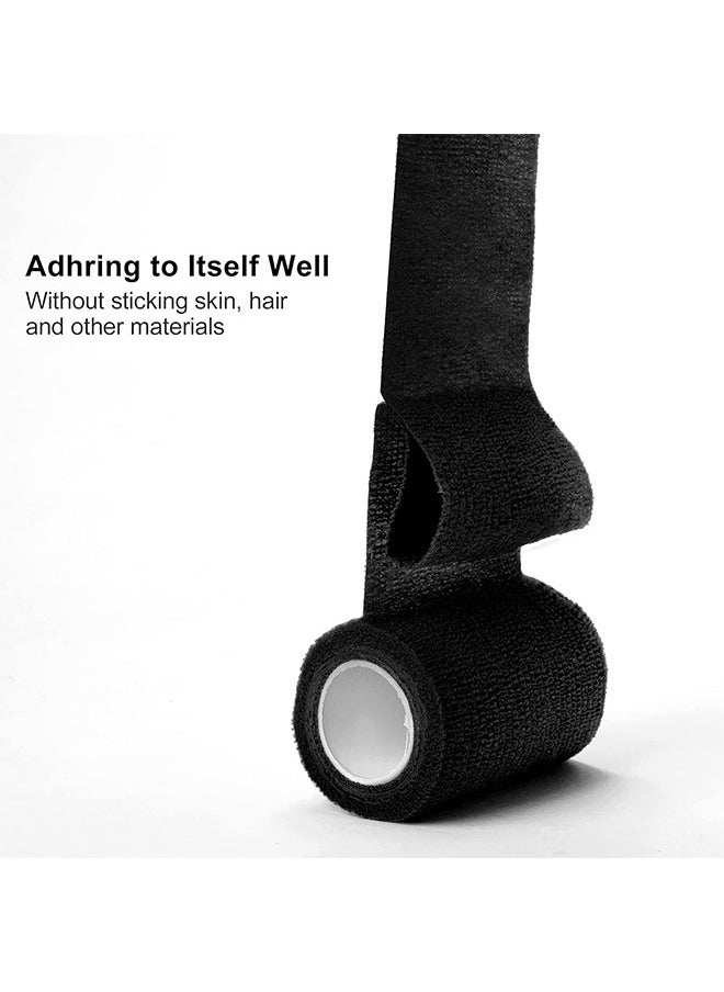 Generic 12Pcs Self Adhesive Bandage, Medical Cohesive Bandage, Self Adherent Vet Wrap, Sweat, Water Resistant, Athletic Tape for Sports, First Aid, Knee, Ankle and Wrist Sprains (2 inch x 5 Yards, Black)  - Image 2