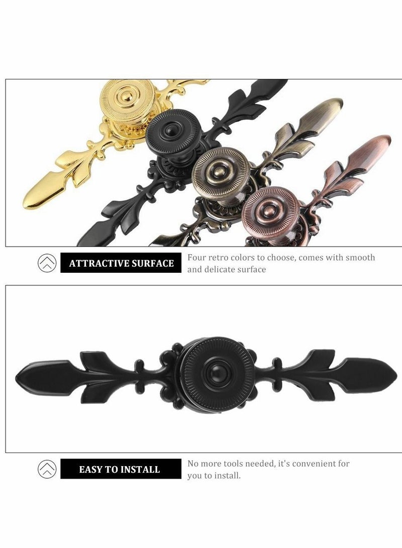 KASTWAVE Pull Handle Door Knob, 4 Pcs Vintage Style  Door Knob Back Plate for Home Furniture Drawer Cabinet Dresser Closet Wardrobe Cupboard with Screw, Black - Image 4