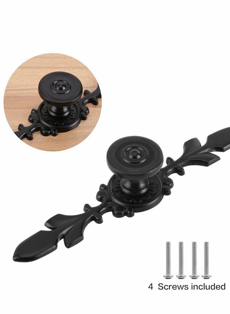 KASTWAVE Pull Handle Door Knob, 4 Pcs Vintage Style  Door Knob Back Plate for Home Furniture Drawer Cabinet Dresser Closet Wardrobe Cupboard with Screw, Black - Image 5