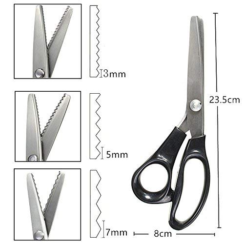 Xemz Professional Pinking Shears, Comfort Grip Handle Stainless Steel Dressmaking Scissors Sewing Art Craft Cut Tool, Serrated and Scalloped Blade Cutting Scissor for Fabric Decoration (Serrated 7mm) - Image 5