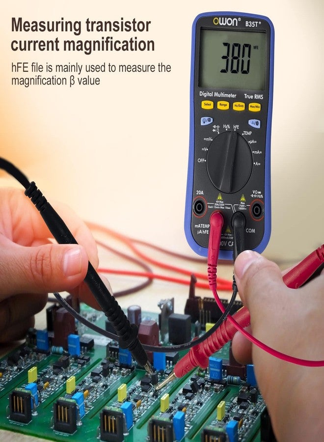 أوون جهاز قياس متعدد رقمي OWON B35T+ مزود بتقنية البلوتوث، 6000 عداد، نطاق تلقائي، مقياس متعدد رقمي ذكي بتردد RMS حقيقي، مزود بتقنية البلوتوث 4.0 (لأجهزة Android وiOS) ووظيفة تسجيل البيانات دون اتصال بالإنترنت - Image 2