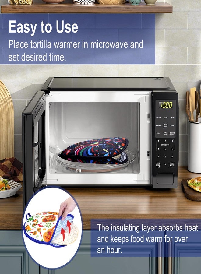 Eichzer Tortilla Warmer Taco 12 Inch Insulated Cloth Pouch - Microwavable Use Fabric Bag to Keep Food Warm (2Pcs Lucky Birds Mexican Style) - Image 4