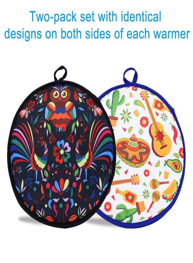 Eichzer Tortilla Warmer Taco 12 Inch Insulated Cloth Pouch - Microwavable Use Fabric Bag to Keep Food Warm (2Pcs Lucky Birds Mexican Style) - Image 2