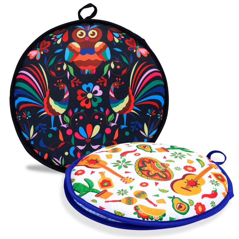 Eichzer Tortilla Warmer Taco 12 Inch Insulated Cloth Pouch - Microwavable Use Fabric Bag to Keep Food Warm (2Pcs Lucky Birds Mexican Style) - Image 1