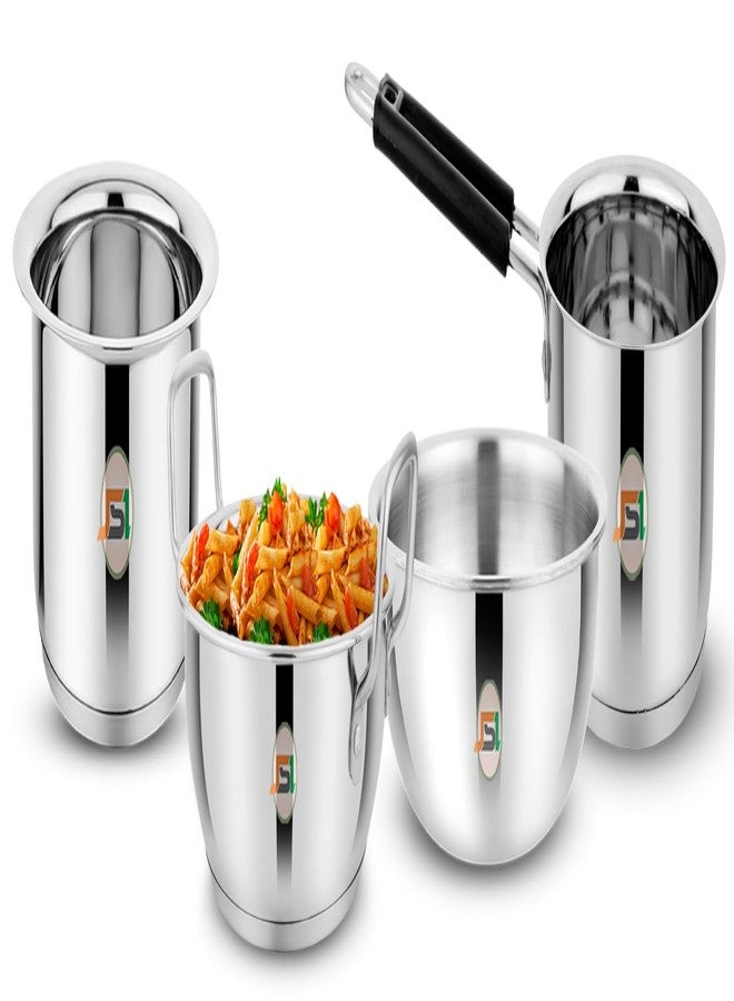 JSI Stainless Steel 4 Pcs Cookware Set: Kadhai 2 LTR, Milk Tope 1.6 LTR, Tea Saucepan 1.6 LTR & Triply Tasla 1.5 LTR - Heavy Guage Induction Base Cookware Without Lids - Durable, Food Safe & Sturdy - Image 1