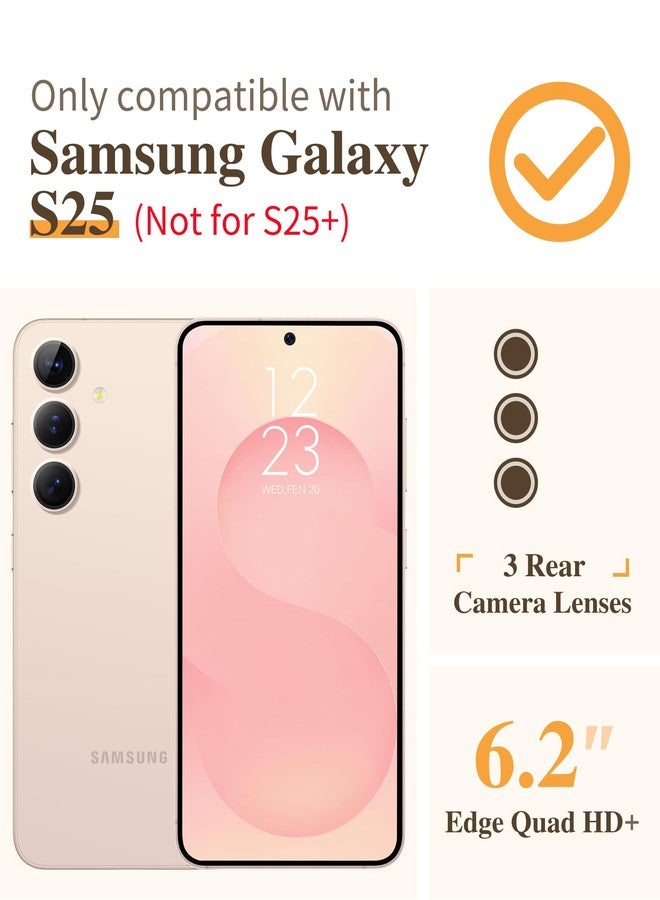 GVIEWIN Compatible with Samsung Galaxy S25 Case 6.2" 2025, with Screen & Camera Lens Protector, Non-yellow Flower Clear Anti-Scratch Shockproof Bumper Protective Girls Cover, Cherry Blossoms/Purple - Image 2