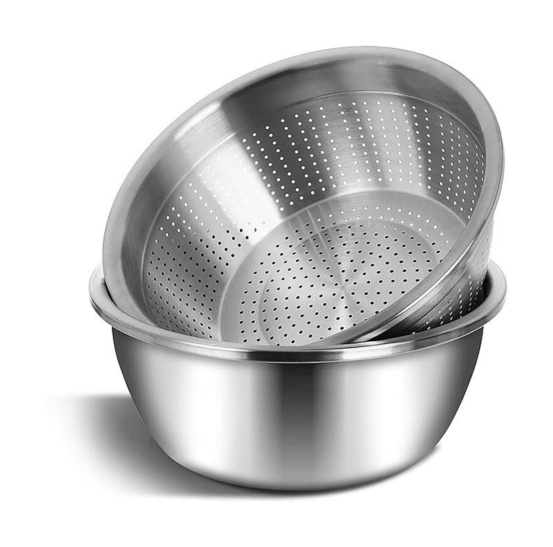 meleg otthon Stainless Steel Mixing Bowls 58QT Salad Bowl Metal Bowls with Water Filter Basin Stainless Steel Basin Heavy Duty Deeper Edge Mirror Finish Dishwasher Safe Bowl L