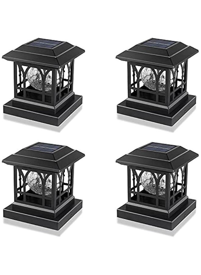 Generic - Solar Post Cap Lights Outdoor Fits 3.5x3.5 4x4 4.5x4.5 5x5 Wooden Fence Deck Patio Garden, RGB & Warm White 2 Lighting Mode, 20 LM 1000mAh Battery IP65 Waterproof, ABS Shell Glass Lens, Black (4 Pac - Image 1