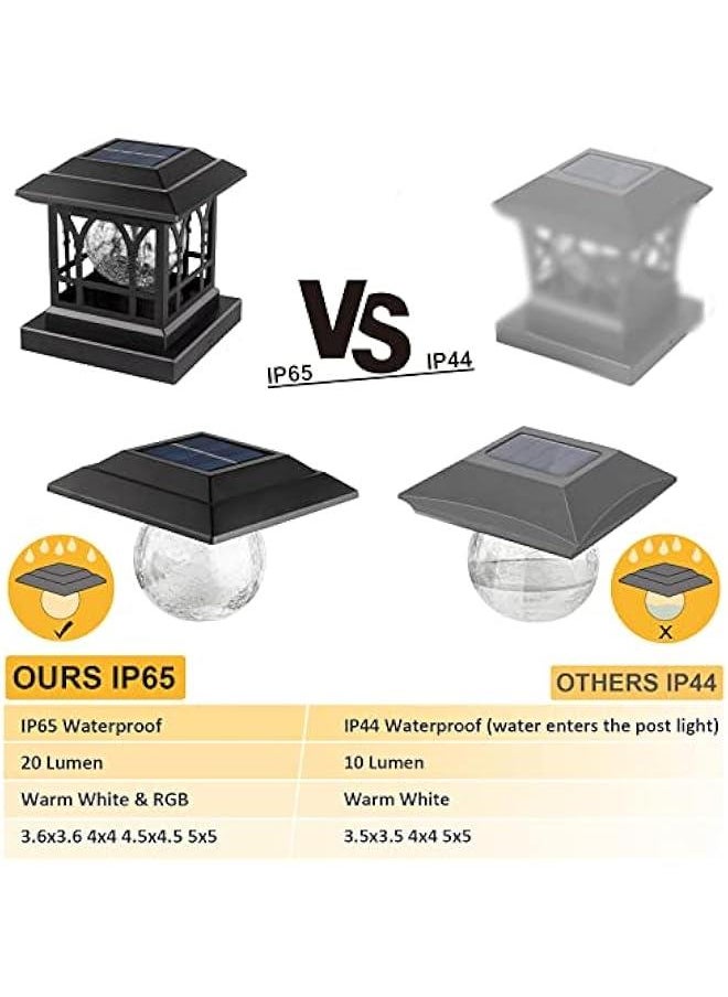 الطاقة الشمسية مصباح سقف عمود في الهواء الطلق مناسبة ل 3.5x3.5 4x4.5x4.5x5 حديقة تراس مع سياج خشبي ، RGB ودافئة الأبيض 2 أنماط الإضاءة ، 20 م 1000mAH البطارية IP65 للماء ، وتقاسم المنافع حالة الزجاج عدسة ، أسود ( 4pac ) - pzsku/ZF8E8E639E66B2A6E2413Z/45/_/1725750285/6f224b39-d34e-49cc-a3d7-35863b6a678b