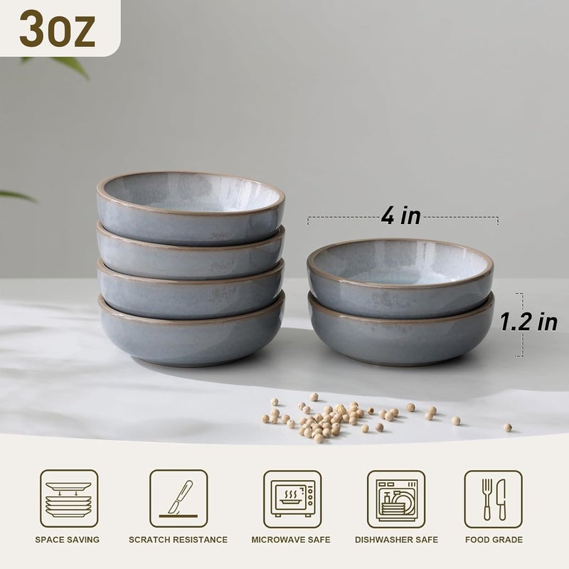 famiware Nature Ceramic Soy Sauce Dish Dipping Bowls Set of 6 3 oz Dipping Sauce DishesCupsPlates Small Serving Bowls for Side Dishes Condiments Sushi Appetizer Dessert Light Blue - Image 4