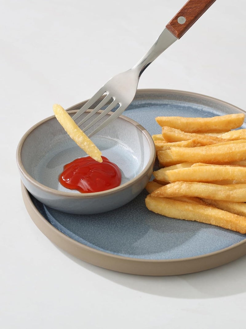 famiware Nature Ceramic Soy Sauce Dish Dipping Bowls Set of 6 3 oz Dipping Sauce DishesCupsPlates Small Serving Bowls for Side Dishes Condiments Sushi Appetizer Dessert Light Blue - Image 2
