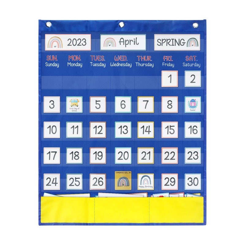 Educational Kids Calendar Classroom Decoration Blue Rainbow 