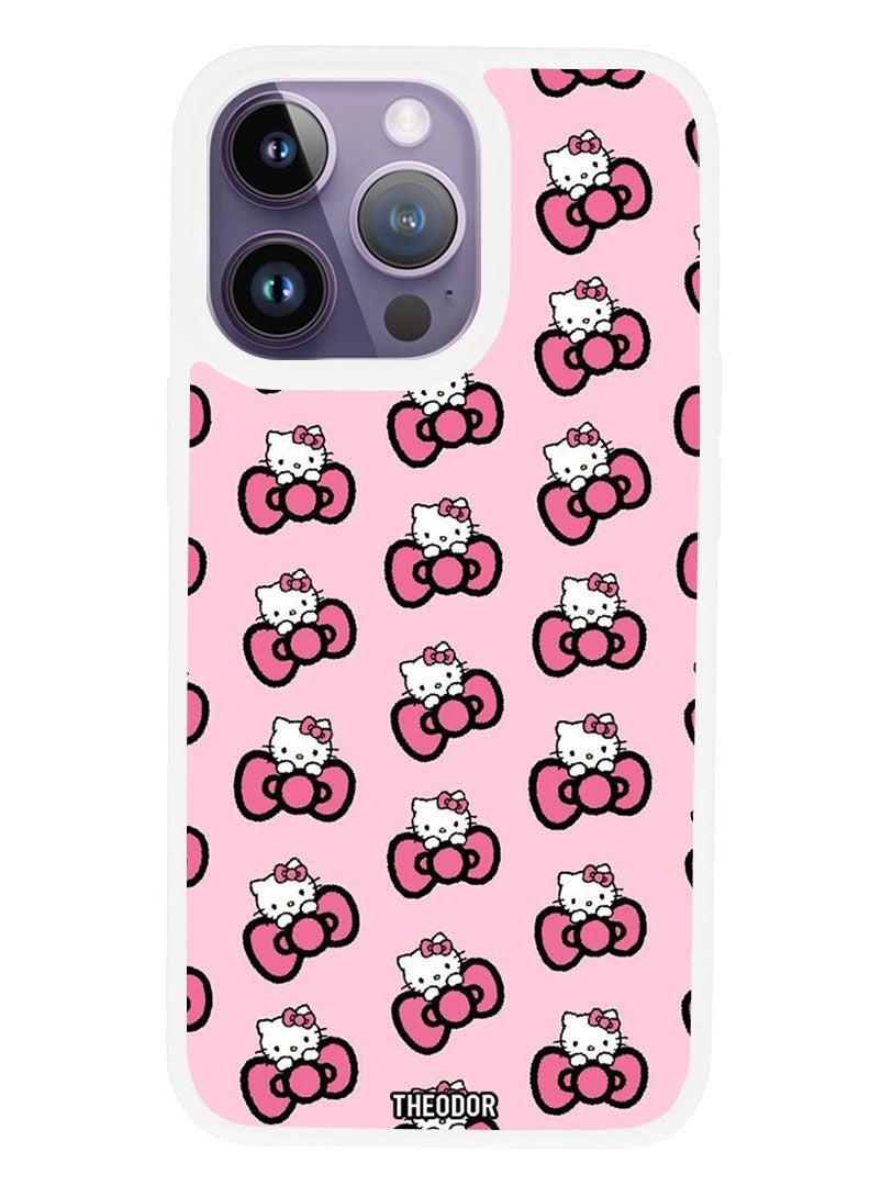 Theodor Protective Case Anti Scratch Shock Proof Cover For APPLE IPHONE 14 PRO MAX Hello Kitty (2) (White Bumper) - Image 1