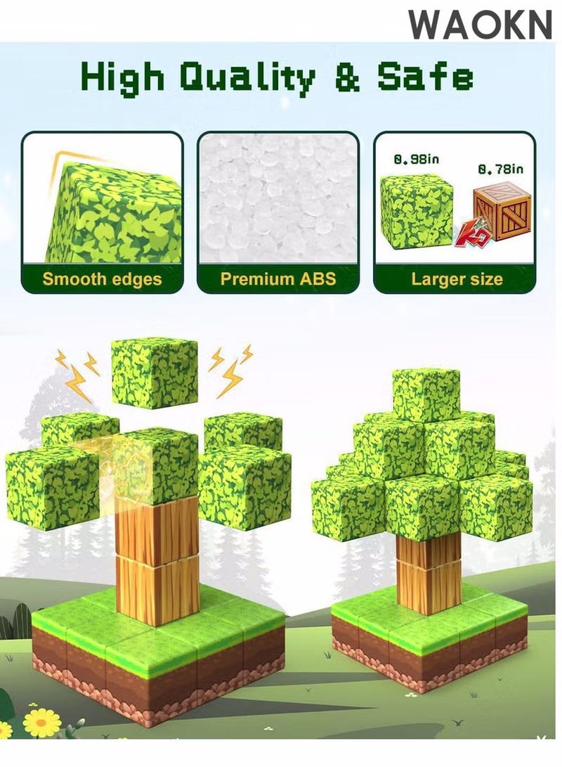 دبليو أيه أو كي أن ١٠٠ قطعة مكعبات مغناطيسية، مجموعة مكعبات بناء مغناطيسية للأطفال، ألعاب تعليمية STEM قابلة للتكديس، هدايا عيد ميلاد من ألعاب مونتيسوري، ألعاب مكعبات بناء، موارد تعليمية، مجموعة بناء للبنات والأولاد. - Image 3