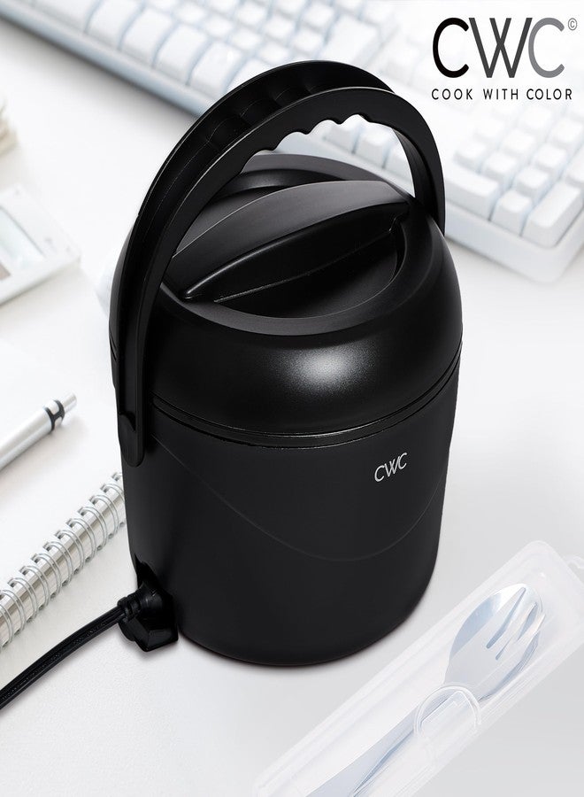 COOK WITH COLOR 40W Round Lunch Box, Portable Food Warmer, 1.1L Capacity, Stainless Steel Liner, Black - Image 3