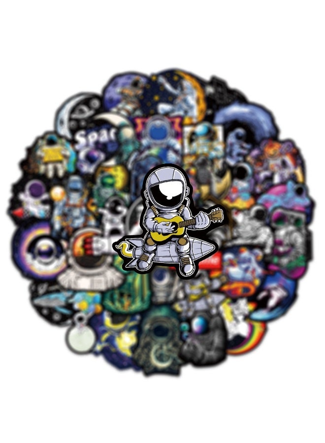 NIBEMINENT 50 Pcs Black Cool Astronaut Deco Kit Waterproof Stickers, High Definition Printing Bright Colors, Suitable for Laptop Skateboard Luggage Water Bottle Guitar DIY - Image 3