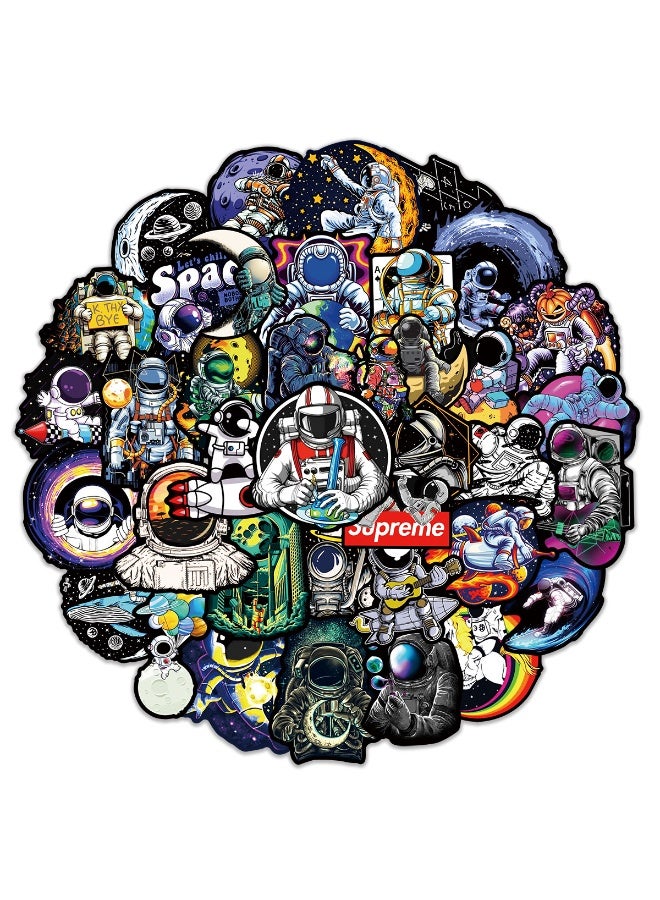 NIBEMINENT 50 Pcs Black Cool Astronaut Deco Kit Waterproof Stickers, High Definition Printing Bright Colors, Suitable for Laptop Skateboard Luggage Water Bottle Guitar DIY - Image 2