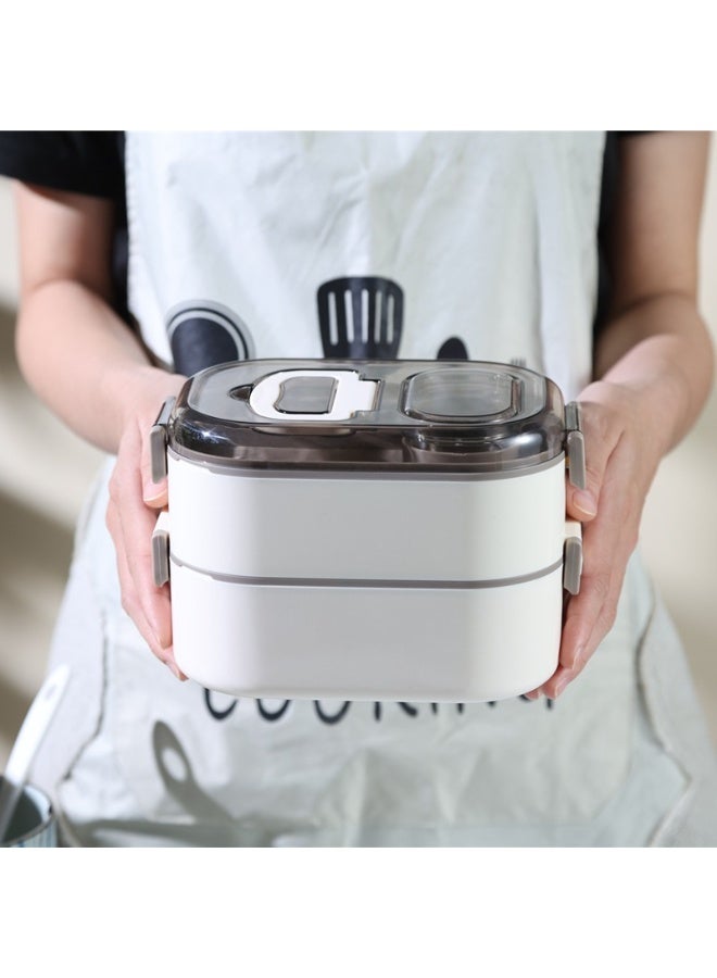 صندوق الغداء من الفولاذ المقاوم للصدأ مزدوج الطبقة ، مجموعة صندوق الغداء المقاوم للتسرب (700 مل و 400 مل) للمكتب ، التخييم ، العودة إلى المدرسة - Image 1