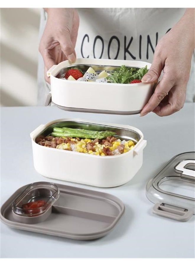 صندوق الغداء من الفولاذ المقاوم للصدأ مزدوج الطبقة ، مجموعة صندوق الغداء المقاوم للتسرب (700 مل و 400 مل) للمكتب ، التخييم ، العودة إلى المدرسة - Image 2