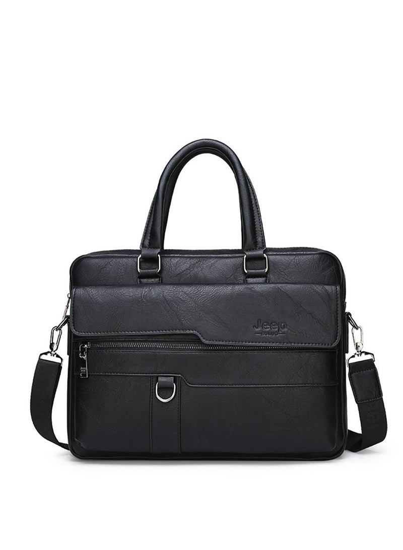 Jeep Buluo Premium Leather Laptop Bag for Men – Practical Design with Adjustable Shoulder Strap - Image 1