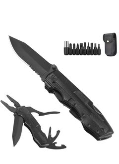 Pocket Folding Knife Multi-Tool Utility Folding Pocket Knife with Plier, Bottle/Can Opener, 9 Screwdriver Bits, Great Multitool for Hunting, Hiking, Fishing, Outdoor, Survival, Home Improvements