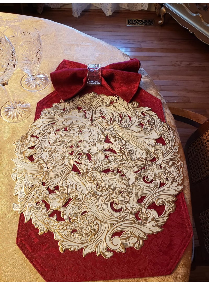 Round Gilded Scroll Placemats, 4 Pcs Gold Vinyl Cutout Placemats, Non-Slip Stain Heat Resistant Place Mats for Dining Table, 15x15 Inch - Image 5
