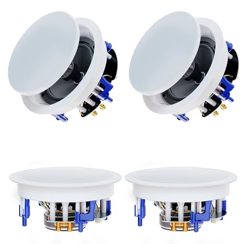 Herdio 65 640Watts 2Way Bluetooth Ceiling Speakers Package Great for Home Theater System Living RoomOfficeFlush Mount Wired4 Speakers - Image 1