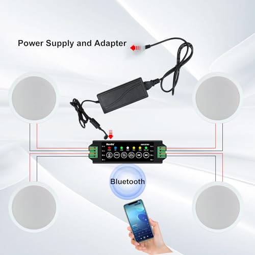 Herdio 65 640Watts 2Way Bluetooth Ceiling Speakers Package Great for Home Theater System Living RoomOfficeFlush Mount Wired4 Speakers - Image 3