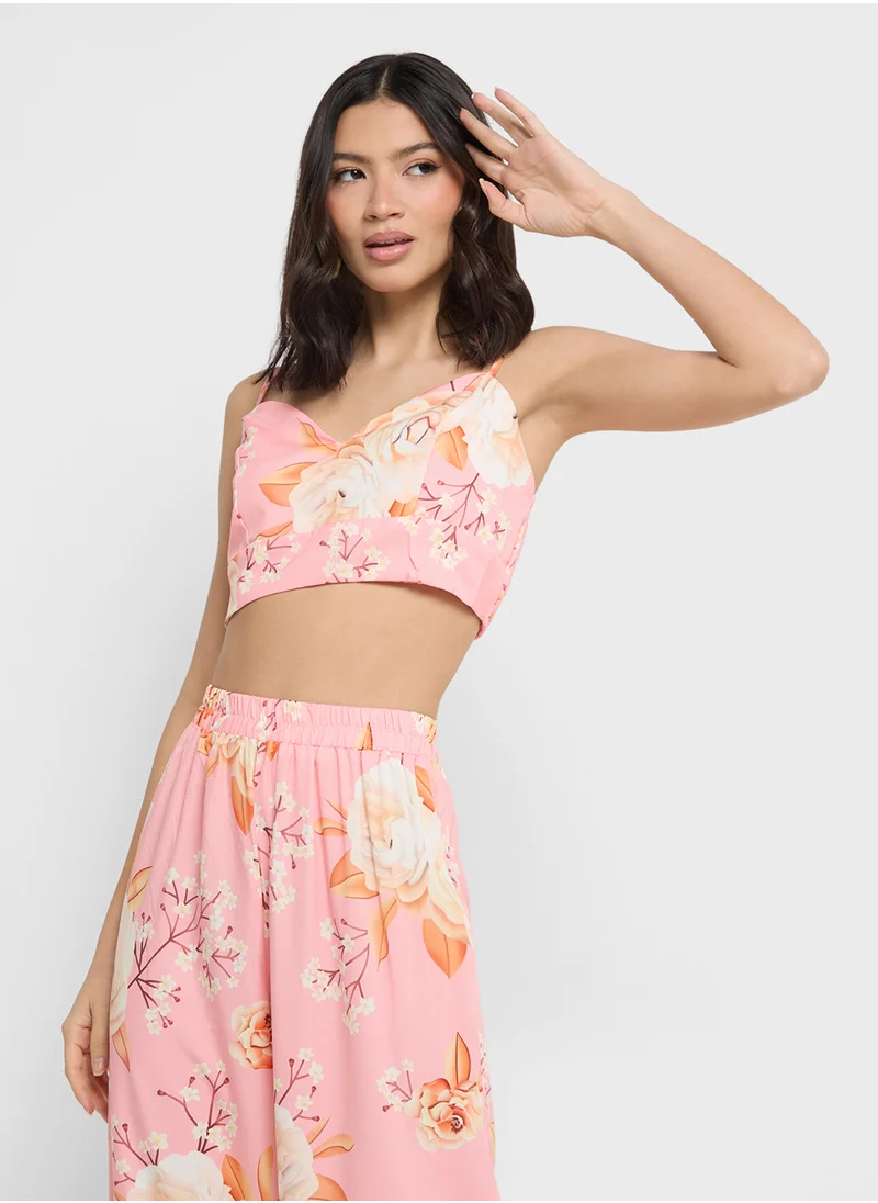 ELLA 3 Piece Floral Top With Inner & Pant Set