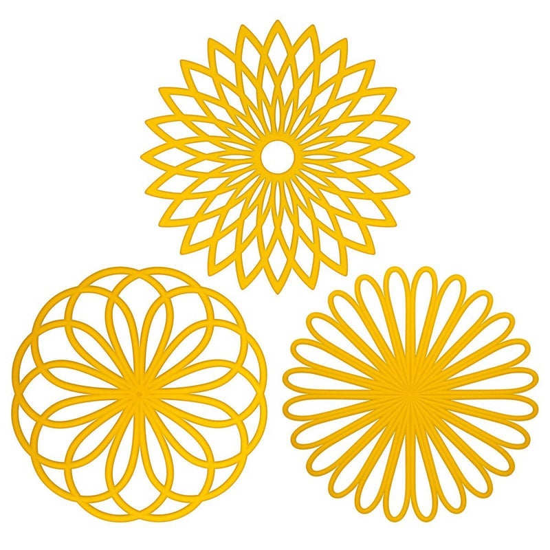 ME.FAN Silicone Trivet - Trivet Mat - Kitchen Hot Pads for Pots/Hot Dish Insulated Teapot Trivet Flexible Durable Non Slip Large Coasters 3 Set Yellow, Diameter: 7.87" - Image 1