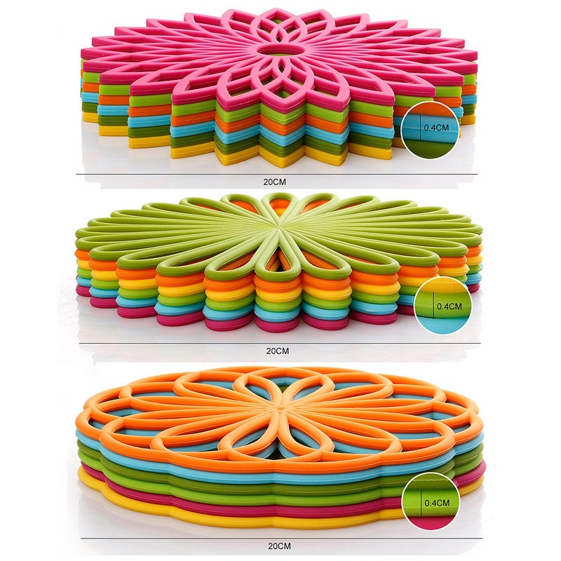 ME.FAN Silicone Trivet - Trivet Mat - Kitchen Hot Pads for Pots/Hot Dish Insulated Teapot Trivet Flexible Durable Non Slip Large Coasters 3 Set Yellow, Diameter: 7.87" - Image 4