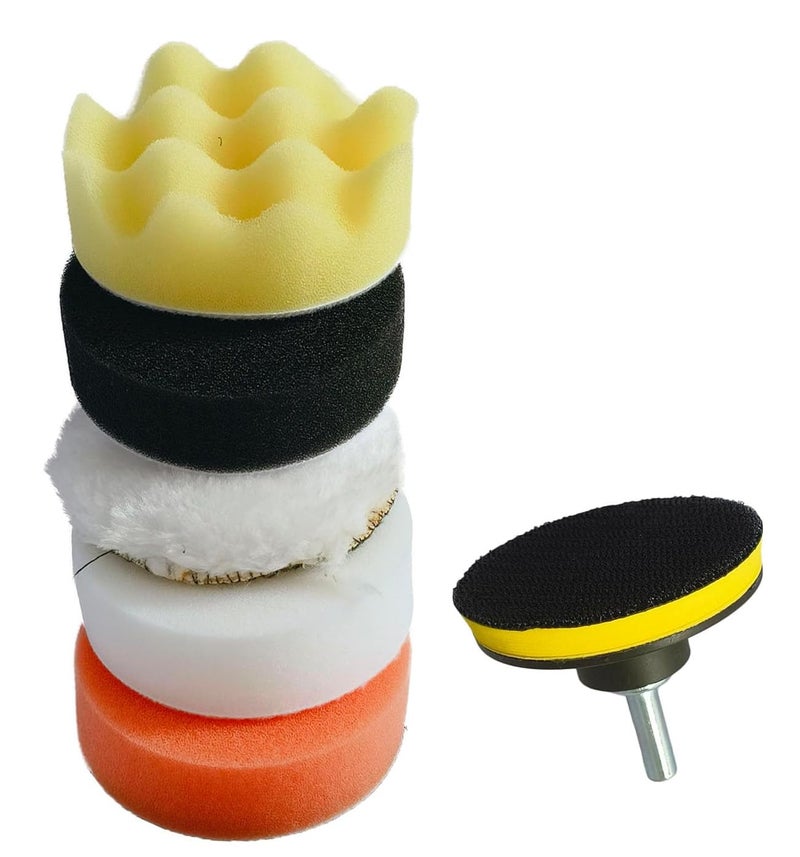Inditrust Multi type Car Polishing Pads Sponge and Waxing Buffing Woolen Polishing Pads 3inch (7pcs, foam, 3inch) - Image 1