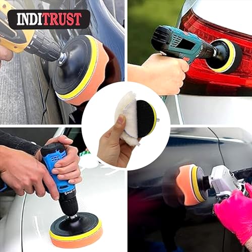 Inditrust Multi type Car Polishing Pads Sponge and Waxing Buffing Woolen Polishing Pads 3inch (7pcs, foam, 3inch) - Image 4