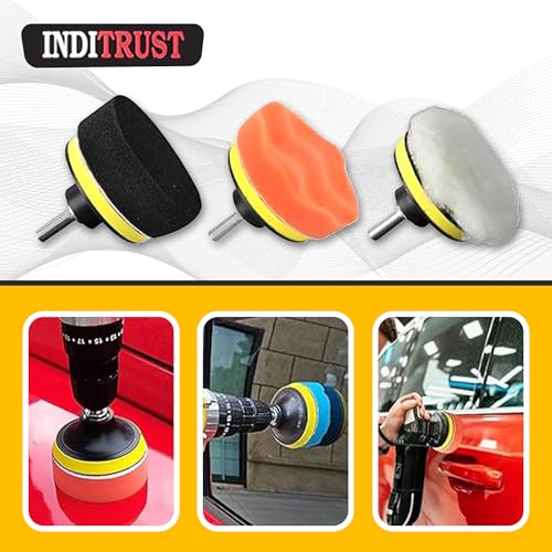 Inditrust Multi type Car Polishing Pads Sponge and Waxing Buffing Woolen Polishing Pads 3inch (7pcs, foam, 3inch) - Image 3