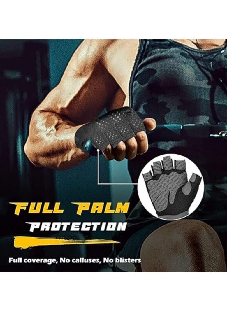 Bukela Breathable Half Finger Gym Gloves – Honeycomb Silicone Grip for Anti-Slip & Enhanced Workout Performance | Mesh Elastic Design | Adjustable Hook & Loop Strap for Perfect Fit | Comfortable & Lightweight Training Gloves - Image 3