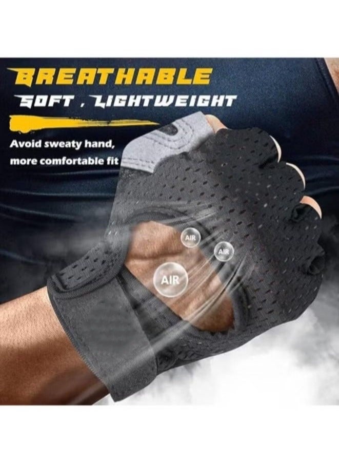 Bukela Breathable Half Finger Gym Gloves – Honeycomb Silicone Grip for Anti-Slip & Enhanced Workout Performance | Mesh Elastic Design | Adjustable Hook & Loop Strap for Perfect Fit | Comfortable & Lightweight Training Gloves - Image 5