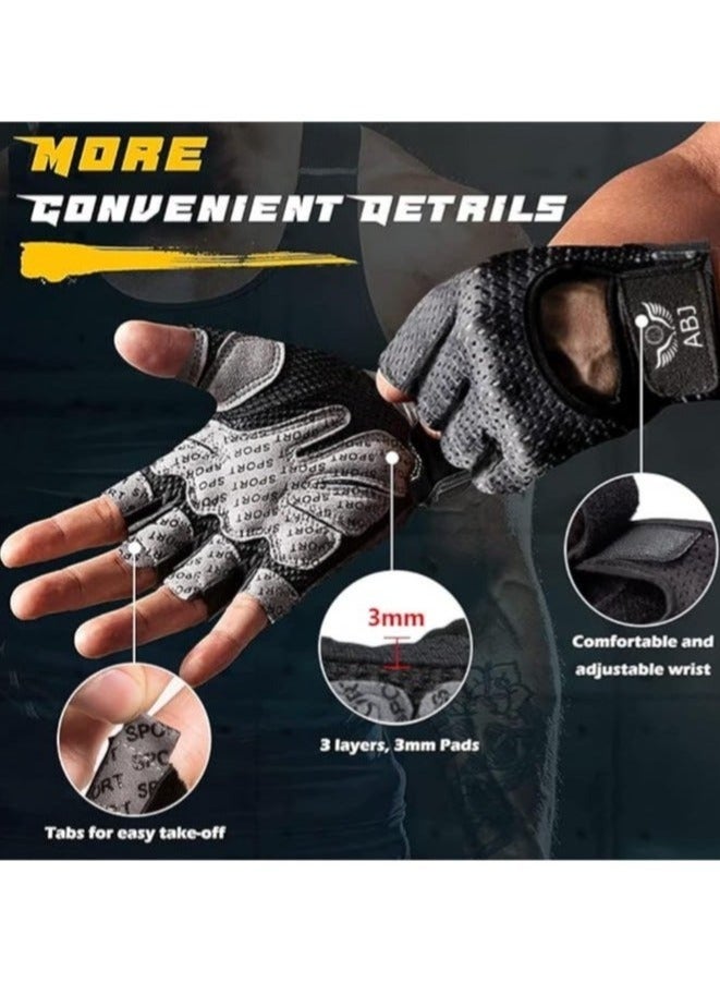 Bukela Breathable Half Finger Gym Gloves – Honeycomb Silicone Grip for Anti-Slip & Enhanced Workout Performance | Mesh Elastic Design | Adjustable Hook & Loop Strap for Perfect Fit | Comfortable & Lightweight Training Gloves - Image 2