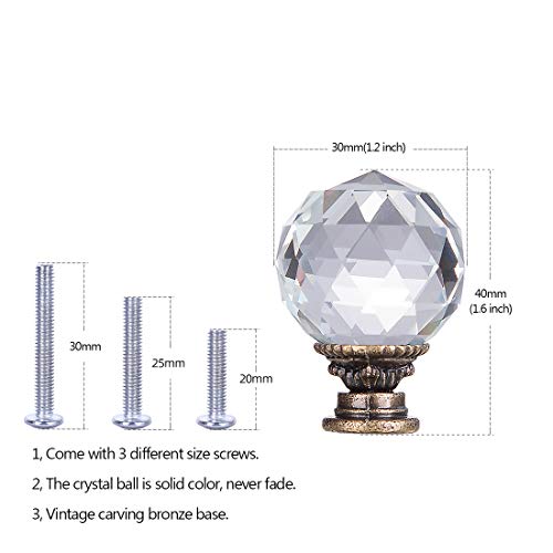 LONGWIN 10 Pack Crystal Kitchen Cabinet Knobs Pulls Handles 30mm Vintage Round Glass Ball Knob for Dresser Drawers Bathroom Cupboard Wardrobe - Image 5