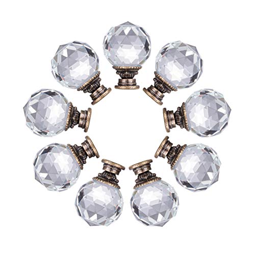LONGWIN 10 Pack Crystal Kitchen Cabinet Knobs Pulls Handles 30mm Vintage Round Glass Ball Knob for Dresser Drawers Bathroom Cupboard Wardrobe - Image 2