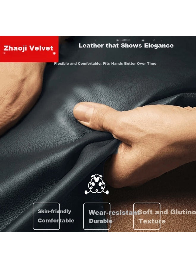 Bejirog Women's Genuine Leather Gloves Autumn Winter Fleece Lined Riding Driving Windproof Fashion Touchscreen Premium Leather Gloves - Image 2