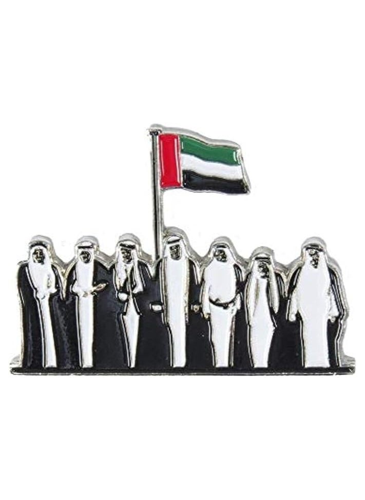 Vitacelli - Metal UAE National Day Logo emblem Badge brooch pin With Round Magnet at the back - SILVER Pack of 5Pcs - Image 1