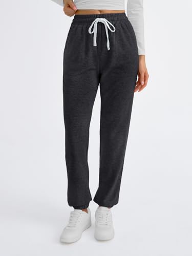 AUTOMET Sweatpants Women with Pockets Lounge Pajama Pants Work Joggers Fall Clothes Winter Business Casual Outfits 2025 BlackGrey XXL - Image 2