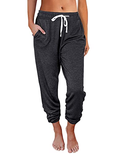 AUTOMET Sweatpants Women with Pockets Lounge Pajama Pants Work Joggers Fall Clothes Winter Business Casual Outfits 2025 BlackGrey XXL - Image 1