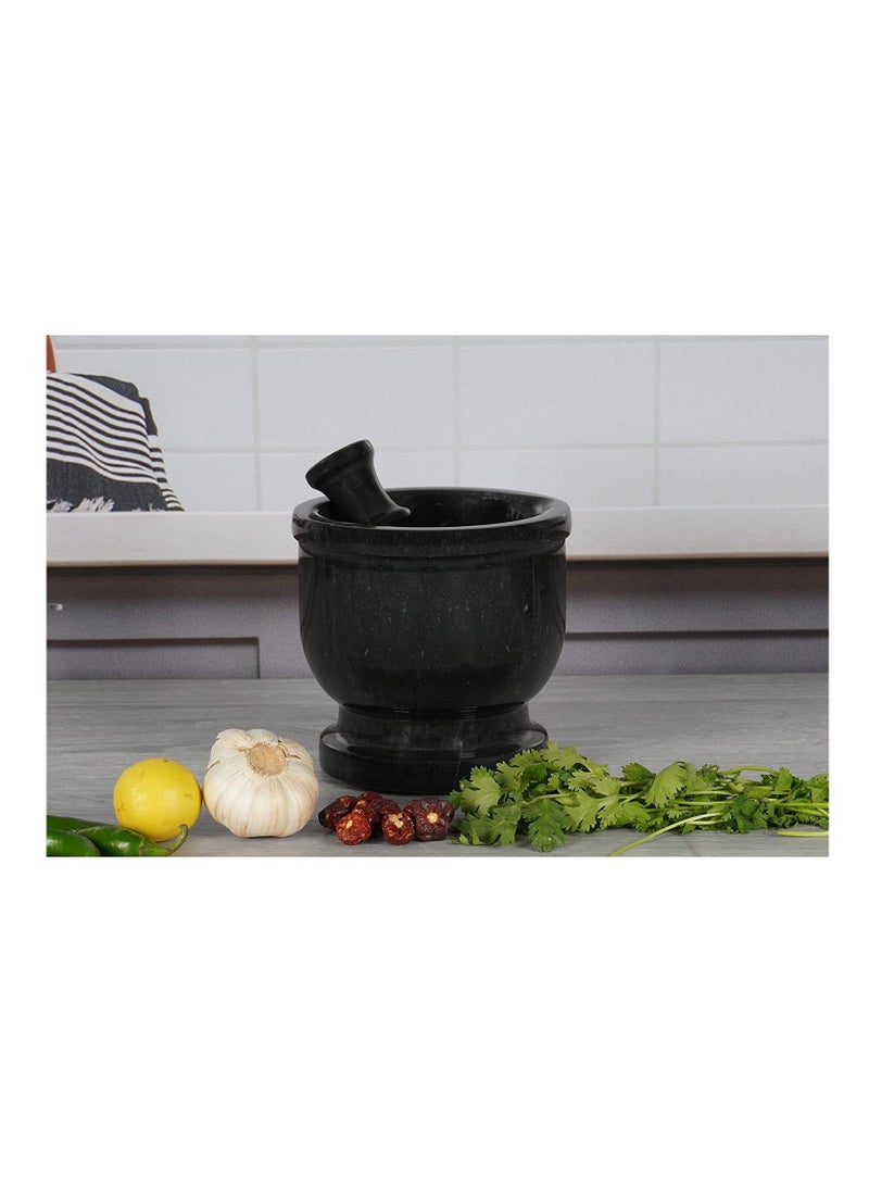 RADICALn Handmade 5 Inches  Marble Granite Black Mortar and Pestle Kitchen Spices Grinder  - Image 5