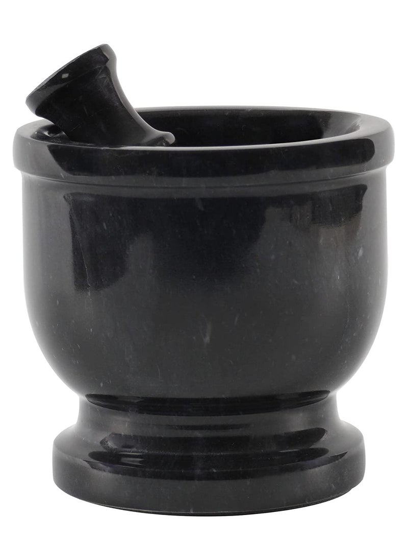 RADICALn Handmade 5 Inches  Marble Granite Black Mortar and Pestle Kitchen Spices Grinder  - Image 1