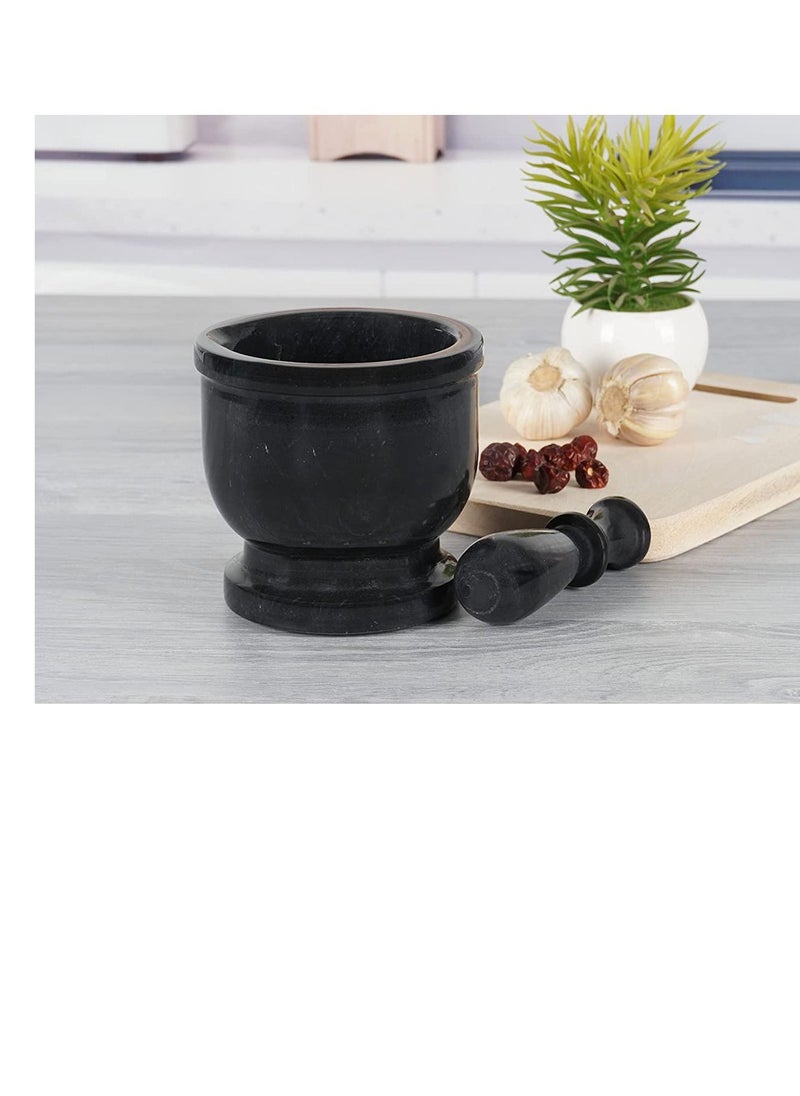 RADICALn Handmade 5 Inches  Marble Granite Black Mortar and Pestle Kitchen Spices Grinder  - Image 4