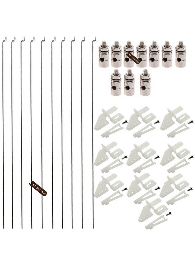 Ltvystore 10Pcs Adjustable Pushrod Connector Linkage Stopper 1.3Mm & 10Pcs Nylon Control Horns 21X10 Mm & 10Pcs 1.2 X 210Mm Z Push Rods Parts Compatible For Rc Airplane Plane Boat Replacement - Image 1