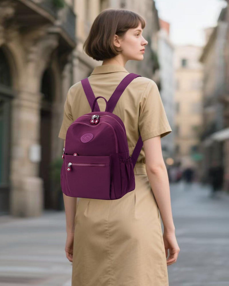 Tanweibago Mini Nylon Women Backpacks,11L Small Ladies backpacks Casual Lightweight Women Shopping Travel Daypack (Purple) - Image 5