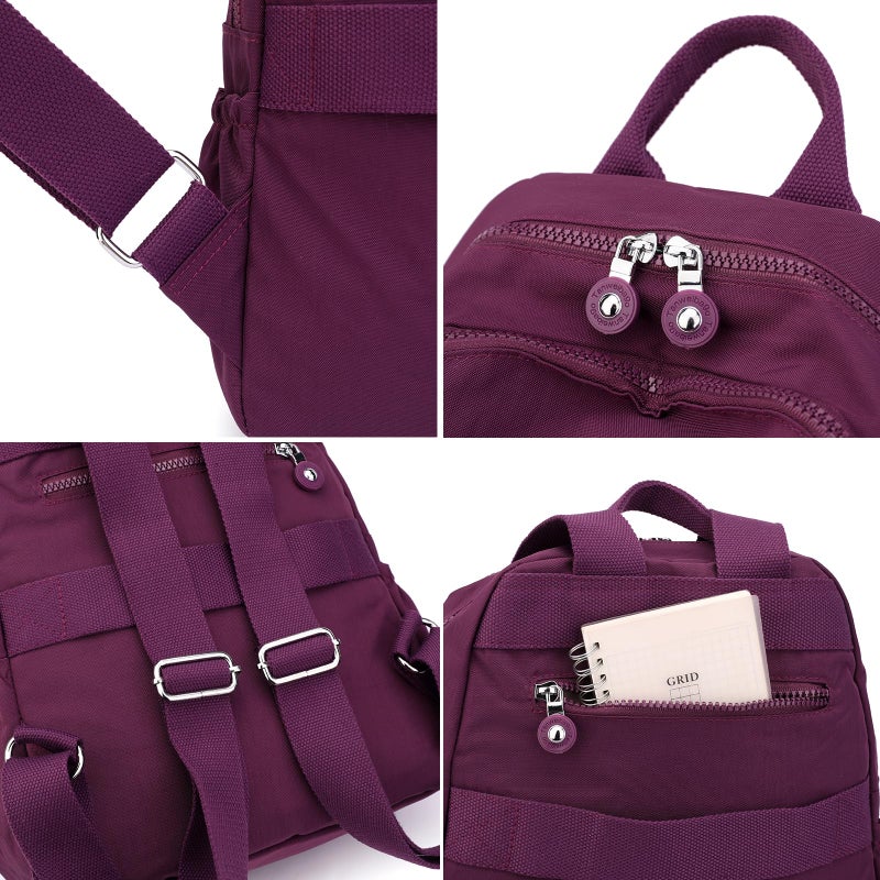 Tanweibago Mini Nylon Women Backpacks,11L Small Ladies backpacks Casual Lightweight Women Shopping Travel Daypack (Purple) - Image 4